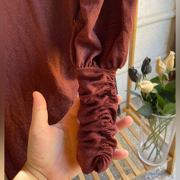 Vero Moda Maroon Shimmer Maxi Dress. Size - M - Picture 11 of 13